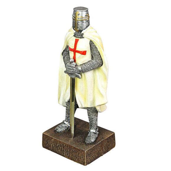 Medieval Templar Knight in Battle Holding Sword Armor Statue - Picture 2 of 9
